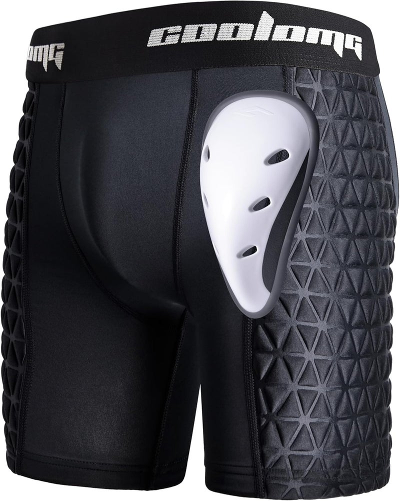 COOLOMG Mens Baseball Sliding Shorts with Athletic Cup Padded Slider Shorts for Softball Football Lacrosse Field Hockey - Image 1